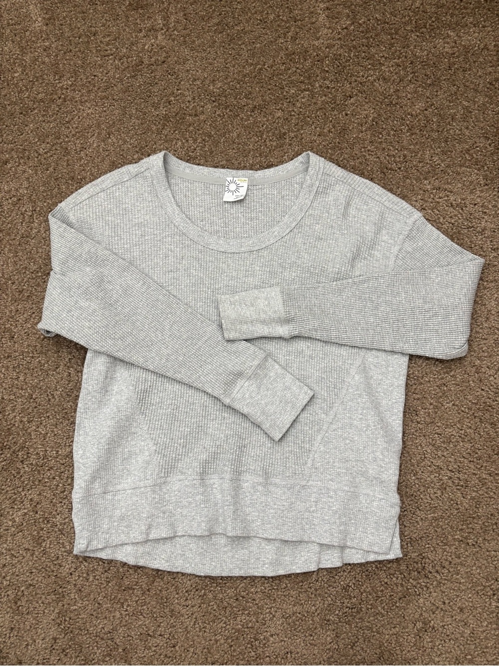 Aerie Light Gray Women's Crewneck Thermal Sweater